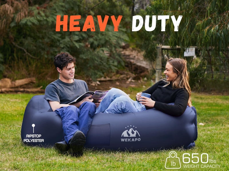 WEKAPO Inflatable Couch Air Lounger Chair - Camping & Beach Accessories, Portable Blow up Sofa for Hiking, Lawn, Indoor/Outdoor Movies & Music Festivals. Lightweight and Easy to Set Up Air Hammock - Image 4